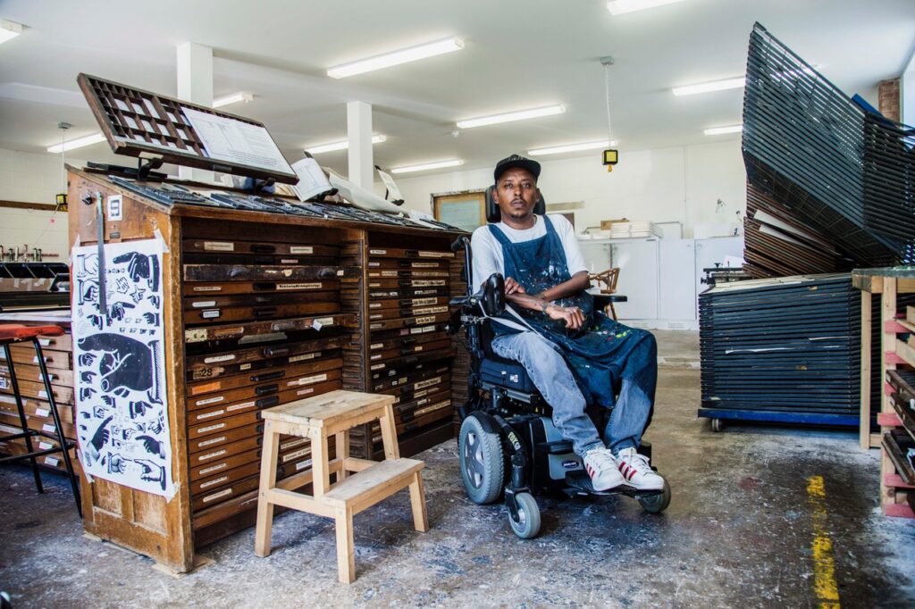 Chris at Leicester Print Workshop